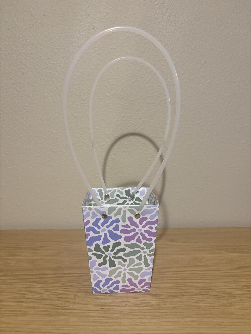 Pastel Floral Pattern Mini Gift Tote with Clear Handles